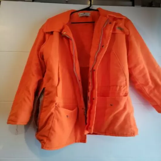 Woodfield Mens Blaze Orange Zipper Quilted Inside Hunting Jacket Coat Size M 