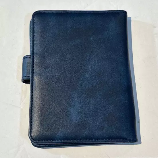 USA Passport Holder Wallet W/ Pen Blue Leather RFID magnetic Closure