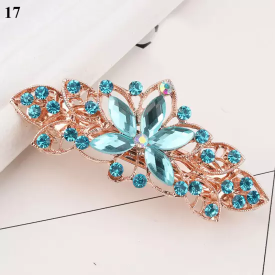 Women's Crystal Rhinestone Flower Hair Barrette Clips Grips Hairpin Jewelry