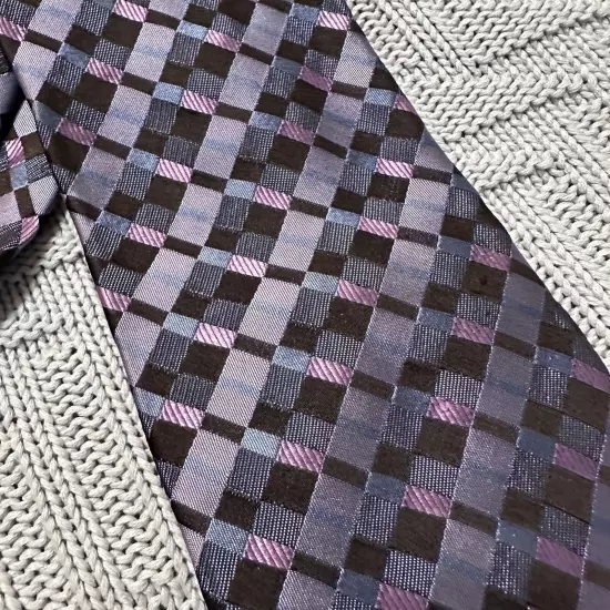 Ted Baker purple woven plaid silk tie