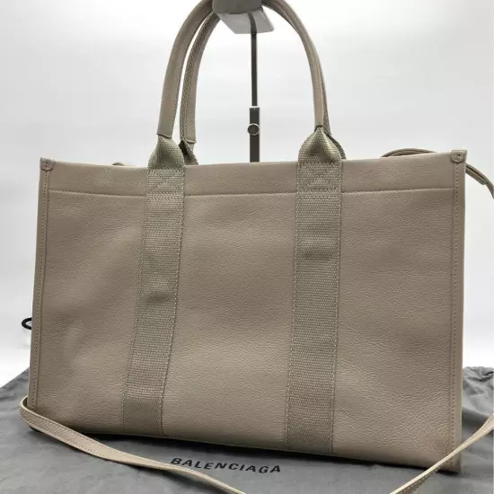 Balenciaga Logo Tote Shoulder Bag Beige Size H27xW35xD13cm with storage bag