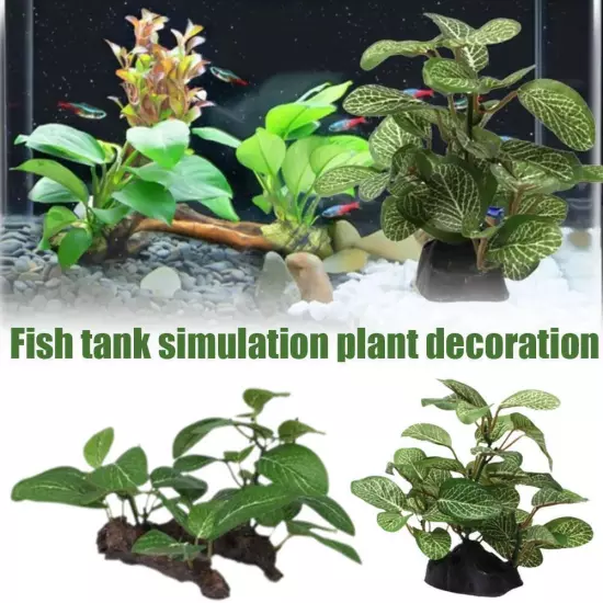 Faux Silk Aquarium Ficus Tree Fish Tank Grass Artificial Plastic Decor P0I6