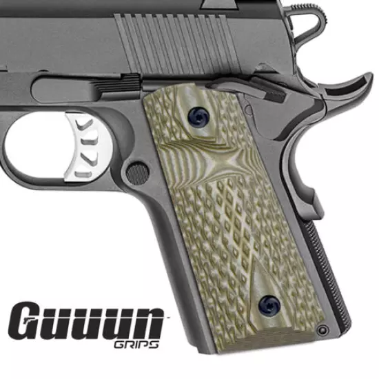 Guuun G10 Grips for 1911 Compact/Officer Big Scoop Diamond Cut Texture - 9 Color