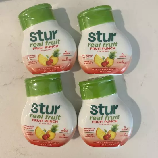 4 Pack Stur Fruit Punch Natural Liquid Water Enhancer Drink Mix 0 Cal Sugar Free