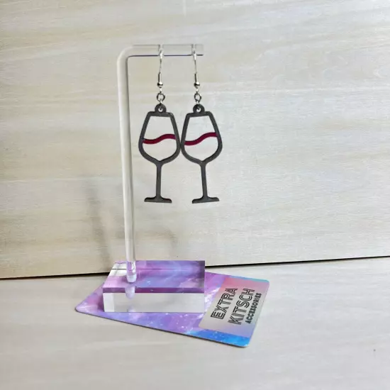 Wine Earrings - Red Wine Goblet Lightweight Handmade Jewelry