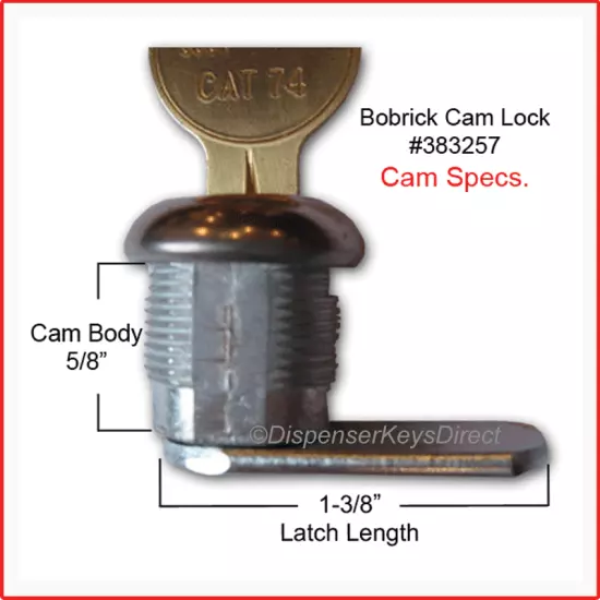 Bobrick Cam Lock Set #383257 for Paper Towel & Toilet Tissue Disp. (1/set)