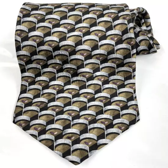 Guy Laroche Diffusion Art Deco Geometric Necktie Silk Tie Men's 3.8" x 59"