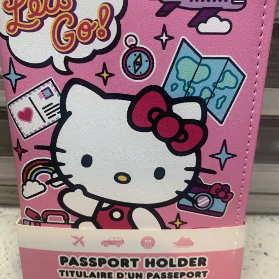 New Hello Kitty Pink Let's Go Travel Passport Holder By Sanrio