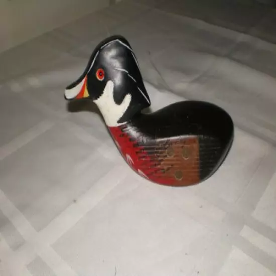 Vtg Bobby Jones Spalding Carved Wood Golf Club DUCK DECOY Paperweight Glass Eyes