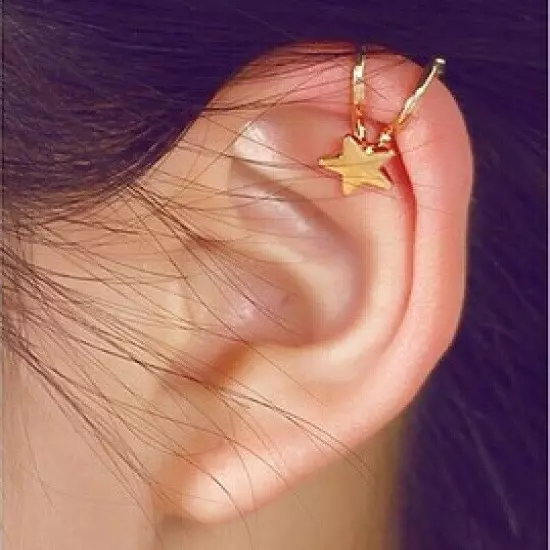 NEW Star Double Ear Wrap Earring Cuff Gold Silver Earrings Stud Clip On