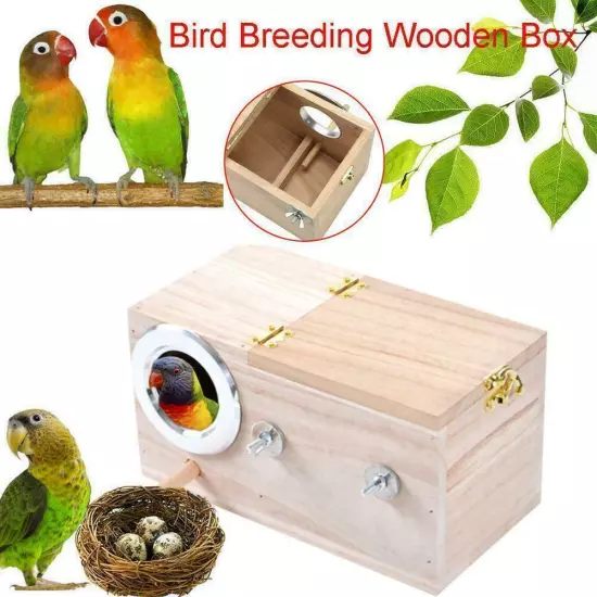 Wooden Small Bird Breeding Box Nesting Budgie House For Bird B4I1 Parrots A4G8