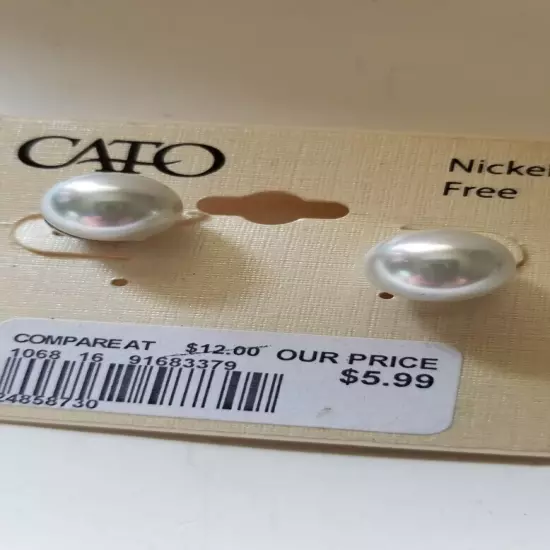 Cato Earrings Faux Pearl White Acrylic Ball Large Stud Post Pierced