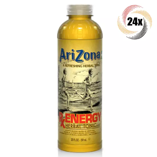 24x Bottles Arizona Rx Energy Refreshing Herbal Tonic | 20oz | Energizing Blend