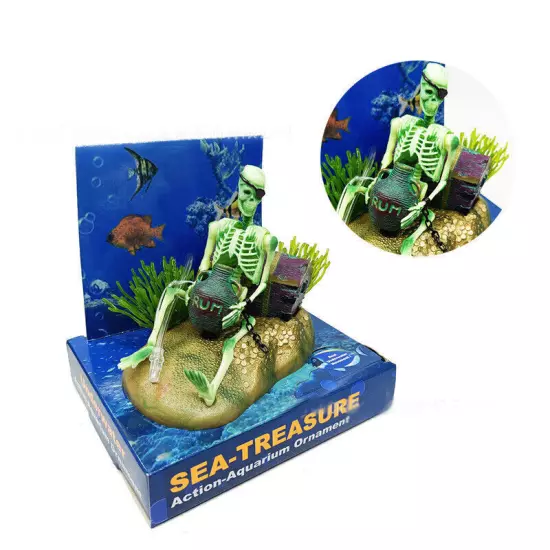 Air Driven SKELETON W/ RUM Aquarium Ornament Fish Tank Decoration