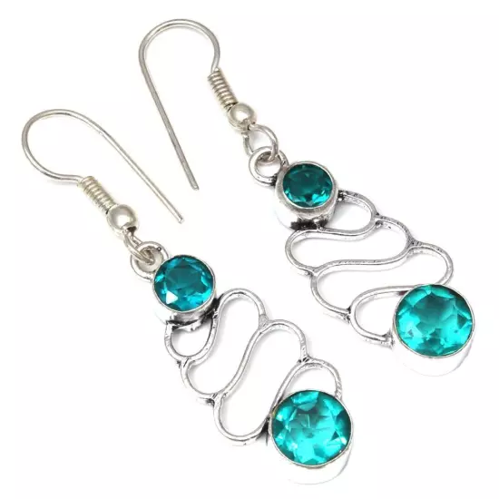 Chrome Diopside GemstoneBlack Friday Silver Jewelry Earrings 1.5''