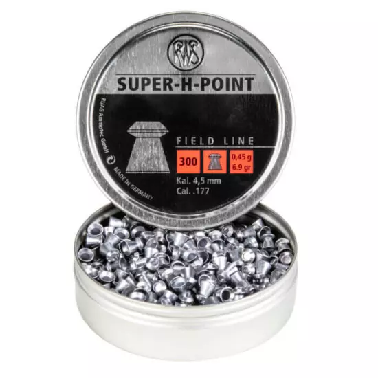 RWS SUPER-H-POINT .177 CALIBER PELLETS 300 count 6.9 grains Field Line GERMANY