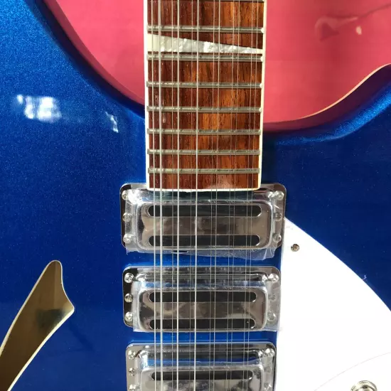 12-string Ricken Electric Guitar, R-bridge, Half-hollow Guitar Chrome hardware