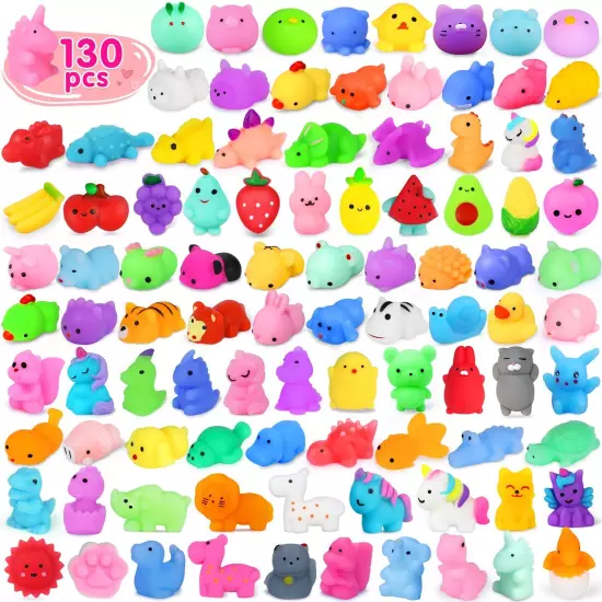 Yunaking 130PCS Mochi Squishy Toy Kawaii Animals Squishies Party Favors for K...