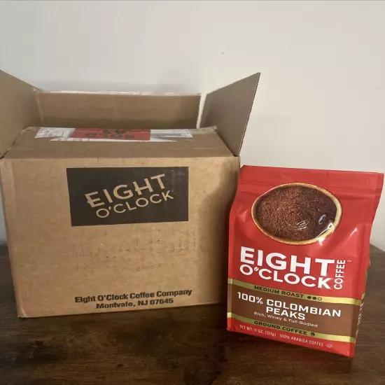 Eight O’clock Coffee 100% Colombian Peaks Medium Roast Ground Coffee Pack Of 6 