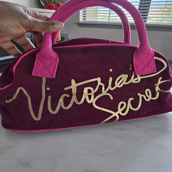 Victoria's Secret Tote Hand Bag Womens Velvet Purse Rare Sexy Plush Y2k Retro