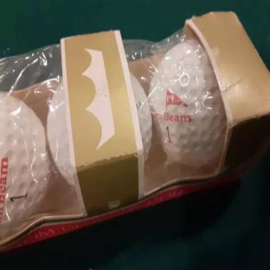 JIM BEAM - Logo Golf Ball - Whiskey Bourbon Sleeve Of 3 Vintage Golf Balls 