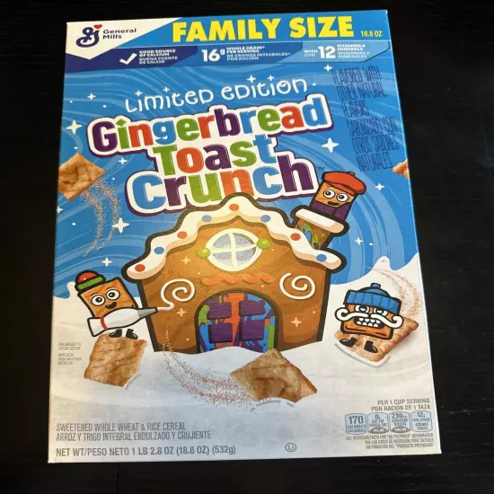 2023 Limited Edition Gingerbread Toast Crunch Cereal 18.8oz Family Size Exp 8/24