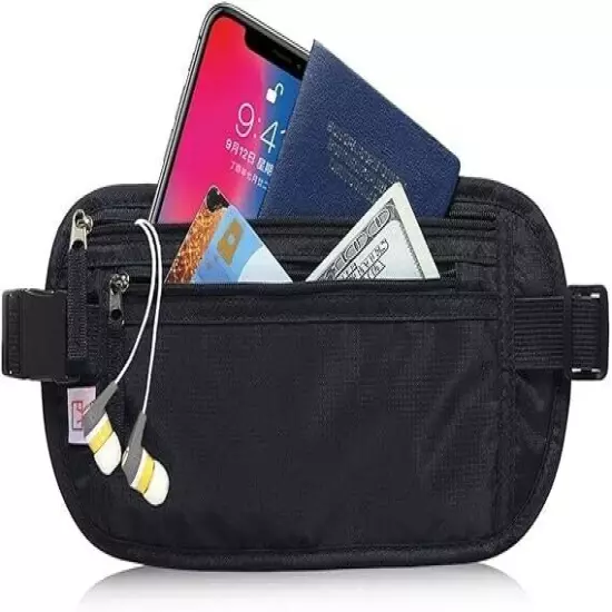 Money Belt Travel Wallet Women Men RFID Blocking Passport Holder Fanny Pack Kit