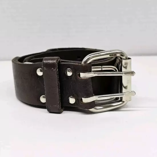 Hipwear Italian Leather Belt M-M Double Hole Roller Buckle Brown Canada