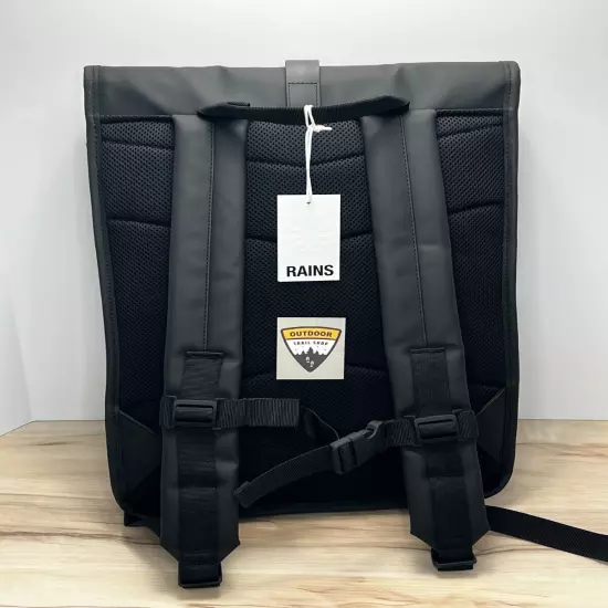 RAINS Rolltop Rucksack -Waterproof Backpack Fits 16 in Laptop - Black NWT