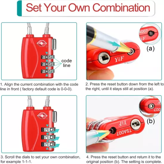 TSA Locks 2 Pack - Luggage Lock for Travel, Gym, School, Suitcases, Baggage, Sma