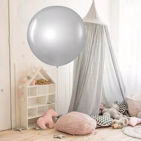 Silver Bubble Color Party Decoration 36"" Huge Latex Balloons 6pcs