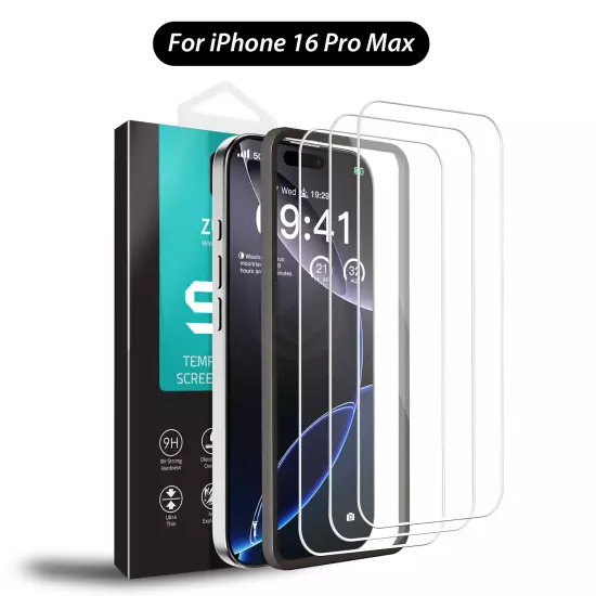 iPhone 16 Pro Max Plus Full Cover Tempered Glass Screen Protector For Apple X 3