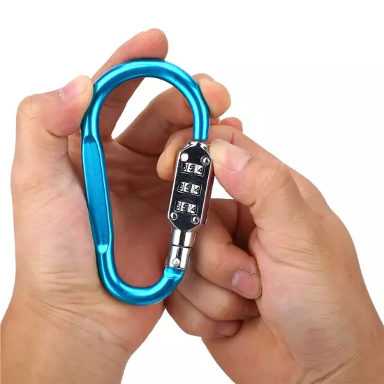 Travel Bag Luggage Security Combination Lock Locking Carabiner Padlock Blue SO