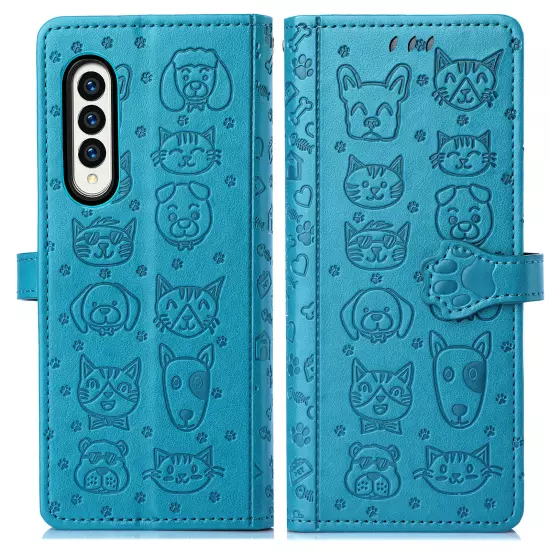 For samsung galaxy z fold 3/4/5/6 Cute PU Leather Flip Phone Case Kickstand NEW