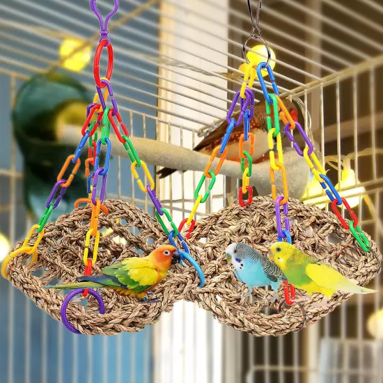 Pet Bird Hanging Toy Parrot Parakeet Budgie Cockatiel Cage Hammock Swing Toy