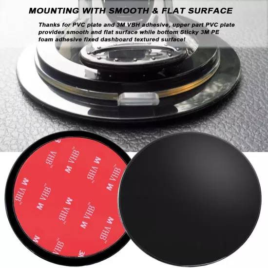 4 Pack 95Mm Black Adhesive Dashboard Mounting Disk, 3.74 Inch Universal Suction 