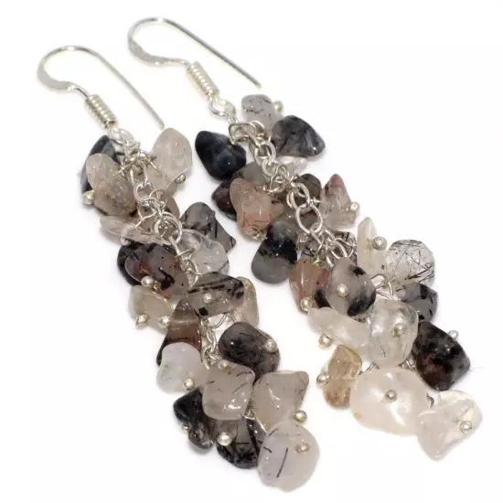 Natural Gemstone Beaded Grapes Cluster Drop & Dangle Earrings Size 2-3"