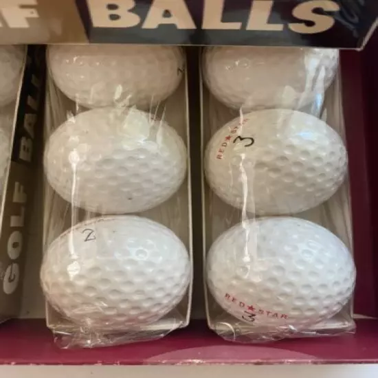 VINTAGE CUSTOM DESIGN RED STAR GOLF BALLS SPECIAL DOZEN NOS