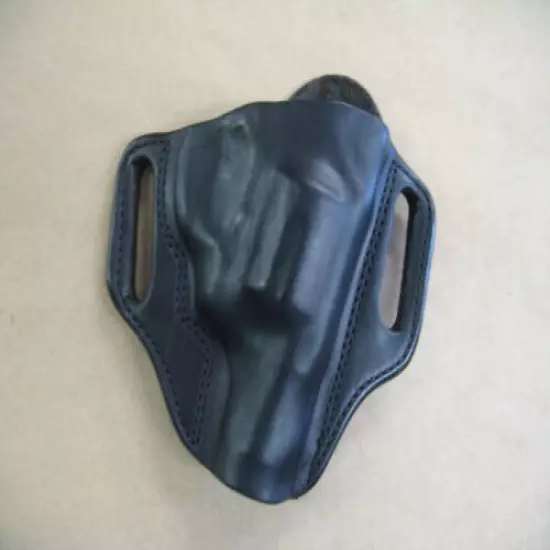 S&W 36, 60, 640, 642, 442 Leather 2 Slot Molded Pancake Belt Holster BLACK RH