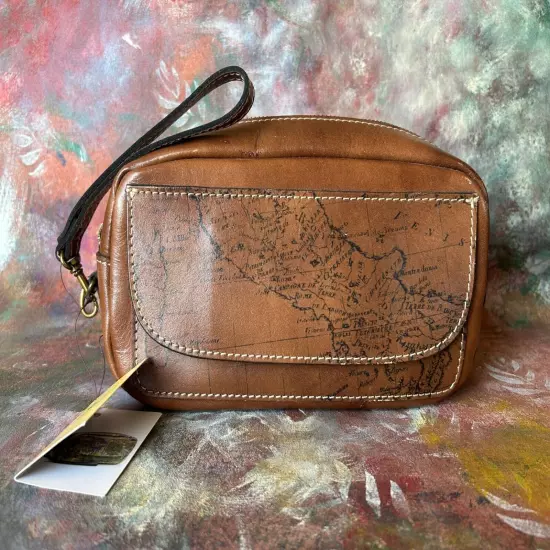 PATRICIA NASH "Remini" Leather Cosmetic Case/Wristlet in Riot Rust, Style A25618