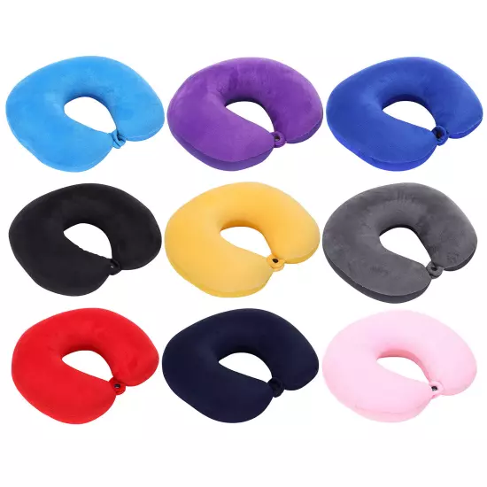 U Neck Blow-up Pillow Flight Support Cushion Shaped Travel Sleep Head Neck Rest