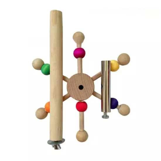 Parrot Toy With Rotating Balls Wood Interactive Bird Stand Parrot Foraging✧