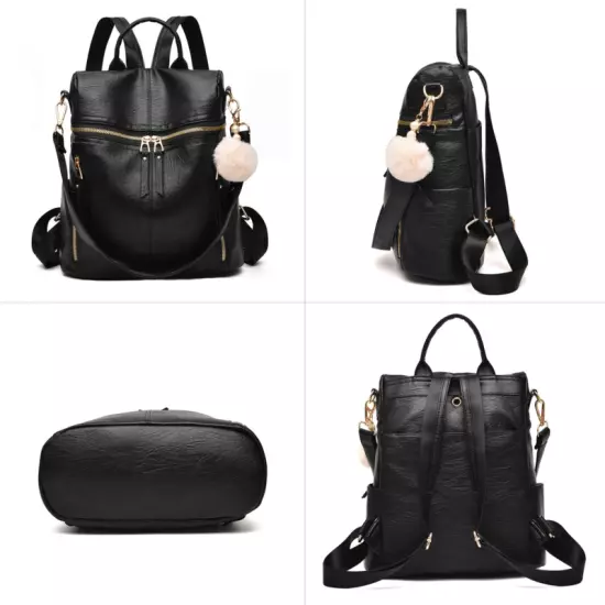 Leather Travel Backpack Purse for Women