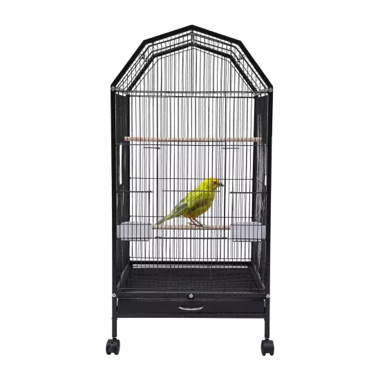 39.9" Large Bird Cage Cockatiel Parakeet Finch Rolling Canary Cage with Stand