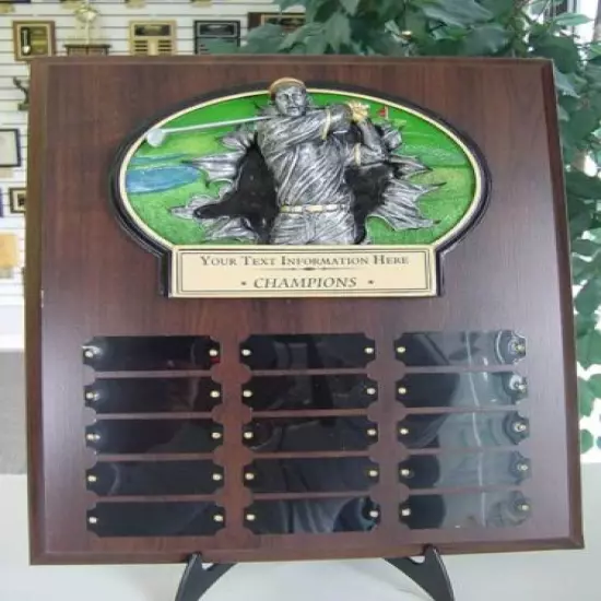 GOLF PERPETUAL 15 YEAR AWARD PLAQUE MALE OR FEMALE RESIN 3 DIMENSIONAL TOP **