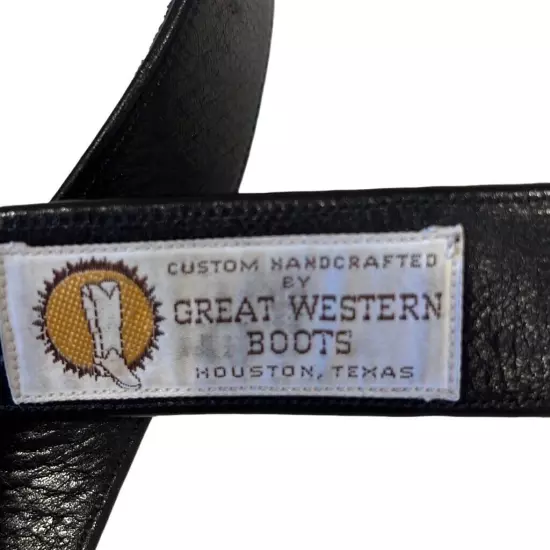 Great Western Boots Houston Texas Men’s Black Leather Belt Sz.52