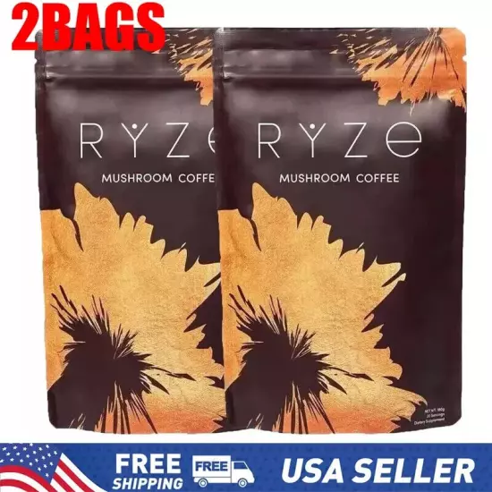 Pack of 2 - Organic RYZE Mushroom Coffee ☕ 30 Servings Per Pack -Free Shipping