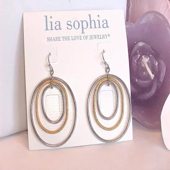 Beautiful Lia Sophia "EPIC" Dangle Hoop Earrings, NWT 