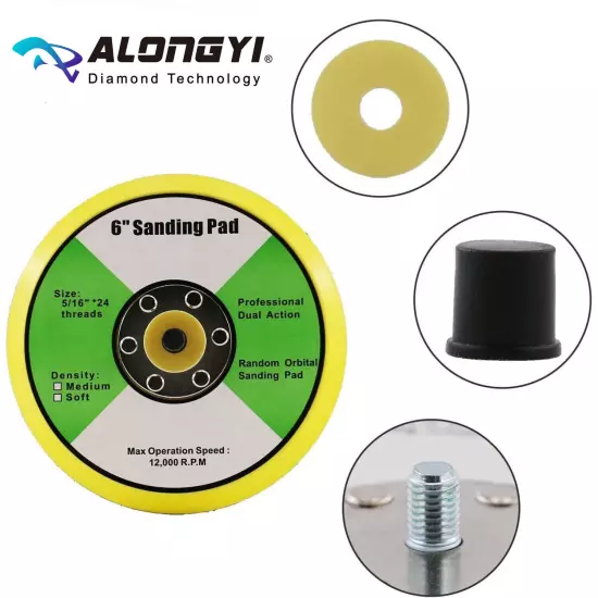 6Inch Backing Pad 5/16"-24 Thread Plates for Air Sander Dual Action Car Polisher