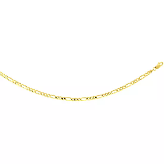 10k Solid Yellow Gold Figaro Chain Necklace 2.23mm-10.25mm Sz 16-30 Inches